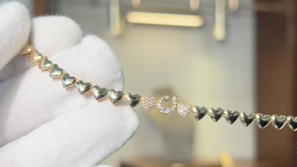 Amina Orfaly bracelet hearts letter ن