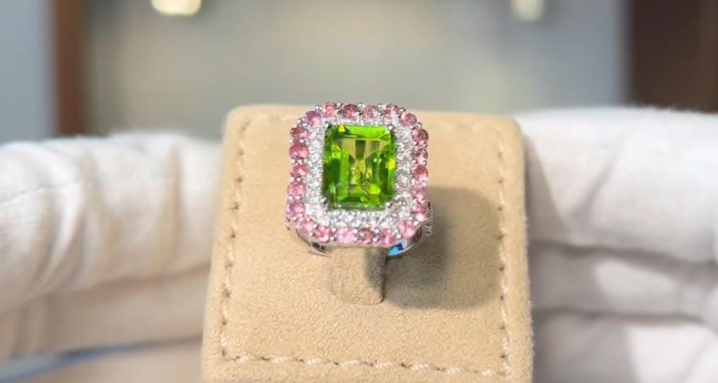 Aziza Yahya tourmaline halo ring