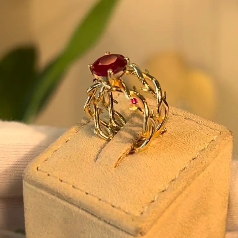 Kholoud Floral Ruby Ring