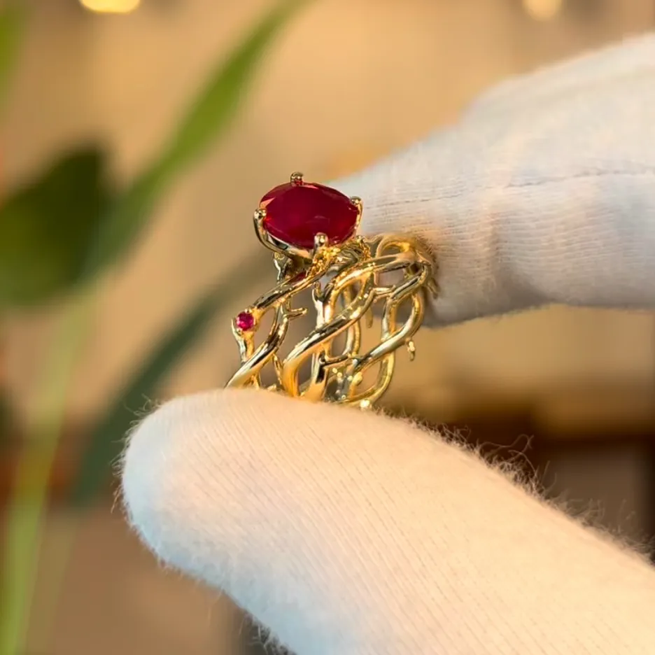 Kholoud Floral Ruby Ring