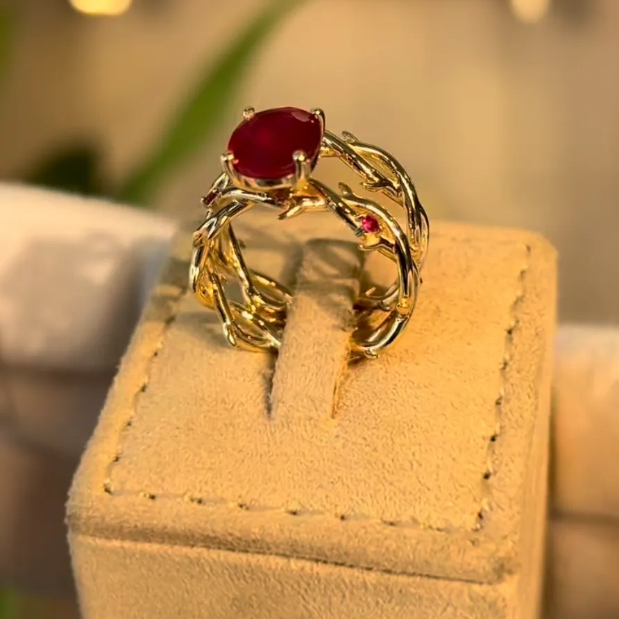 Kholoud Floral Ruby Ring