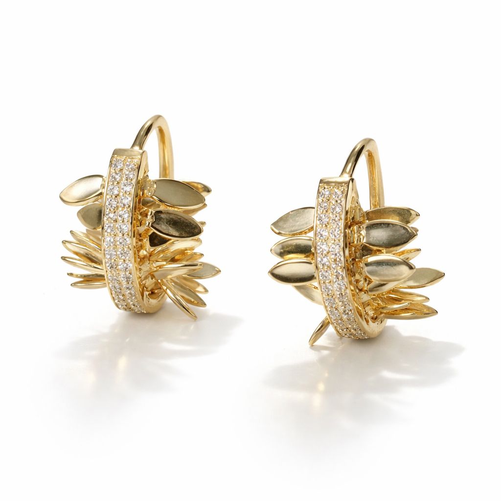  Leaf Diamond Earrings