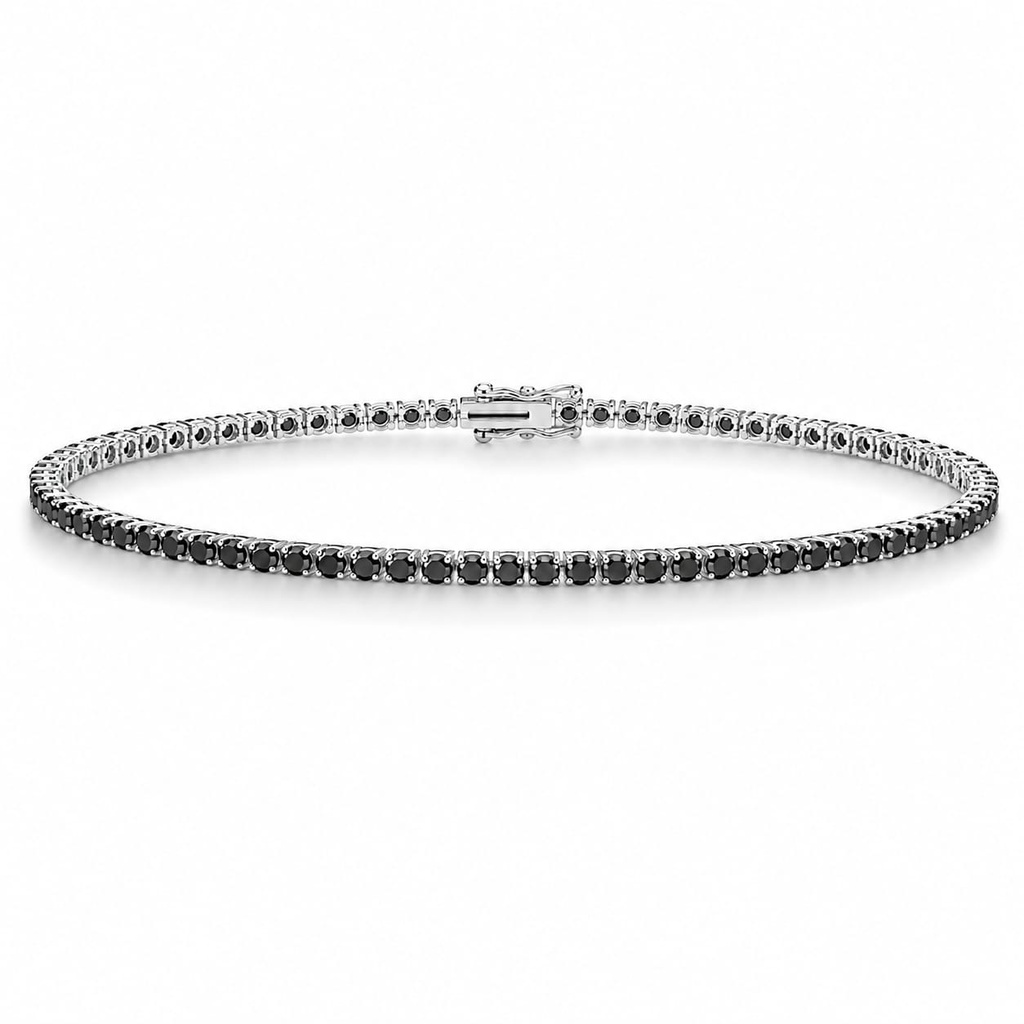 [JWL-BRCL-7650] Black Diamond Tennis Bracelet