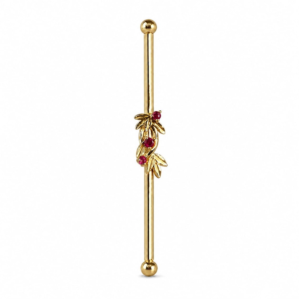 Yellow Gold & Rubies Piercing