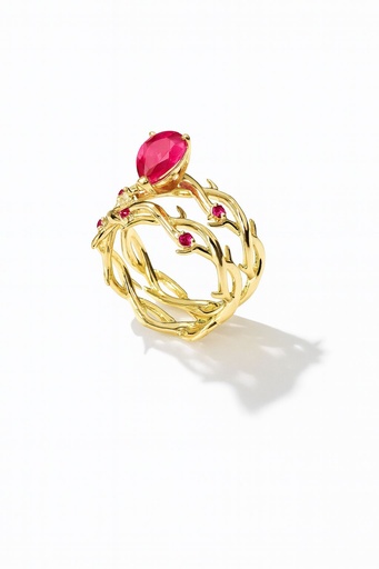 Kholoud Floral Ruby Ring